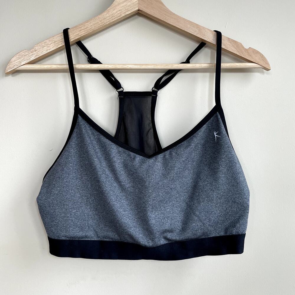 Danskin Now racerback mesh padded sports‎ bra gray women's size L casual
